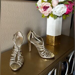 BCBGeneration Metallic Gold Strappy Heels